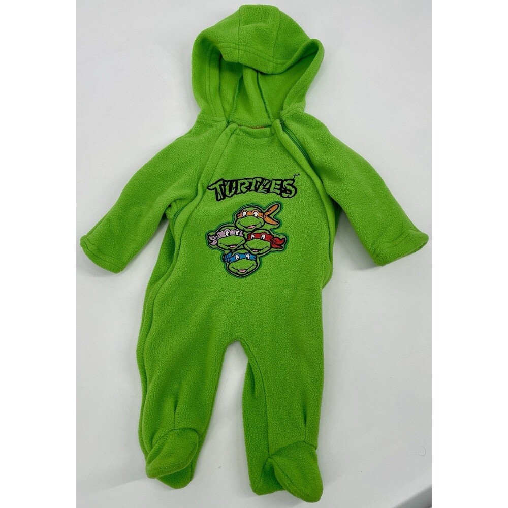 TMNT Ninja Turtles Baby Fleece Bunting Suit Hooded Footed One Piece 0-3 Months